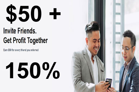 Justforex Invite friends to earn $50 and 150 Percent bonus for Friends